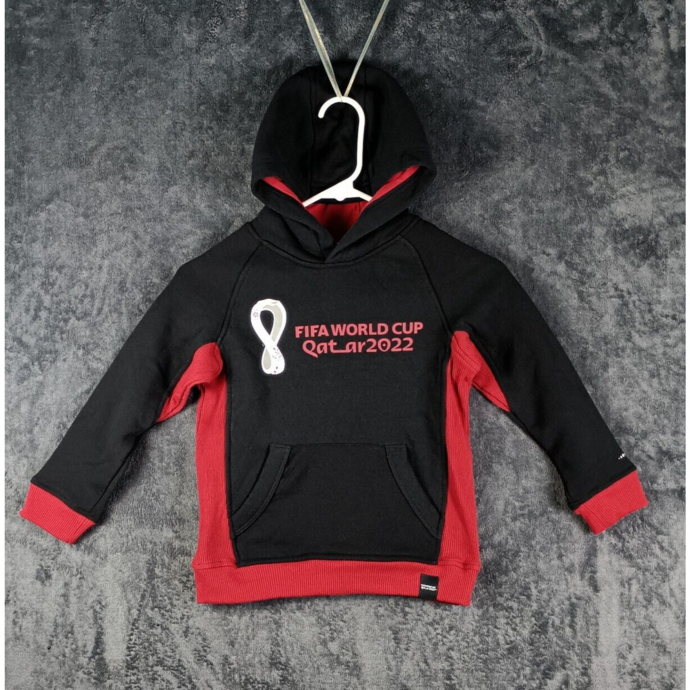 FIFA World Cup Hoodie Boys Medium 5/6 Black Red Qatar 2022